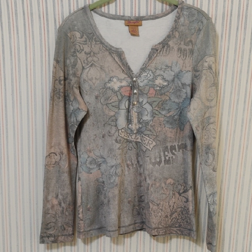 Wrangler  Muted Floral Long Sleeve Top  L